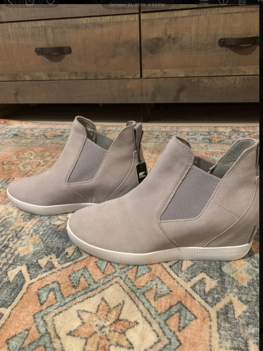 Sorel Light Gray Out and About Slip-On Wedge Sneaker